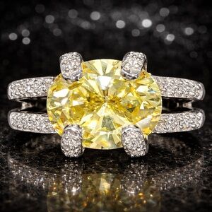 Victoria Wieck vintage absolute CZ canary pave set engagement cocktail ring HSN